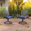 2 Pack Swivel Outdoor Chairs with Soft Cushions and Round Steel Base-Navy - Gallery View 1 of 10