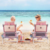 2 Packs 5-Position Outdoor Folding Backpack Beach Table Chair Reclining Chair Set-Pink - Gallery View 1 of 10