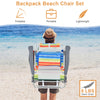 Colorful 5-position folding beach chair set with side table, lightweight and portable for outdoor activities.
