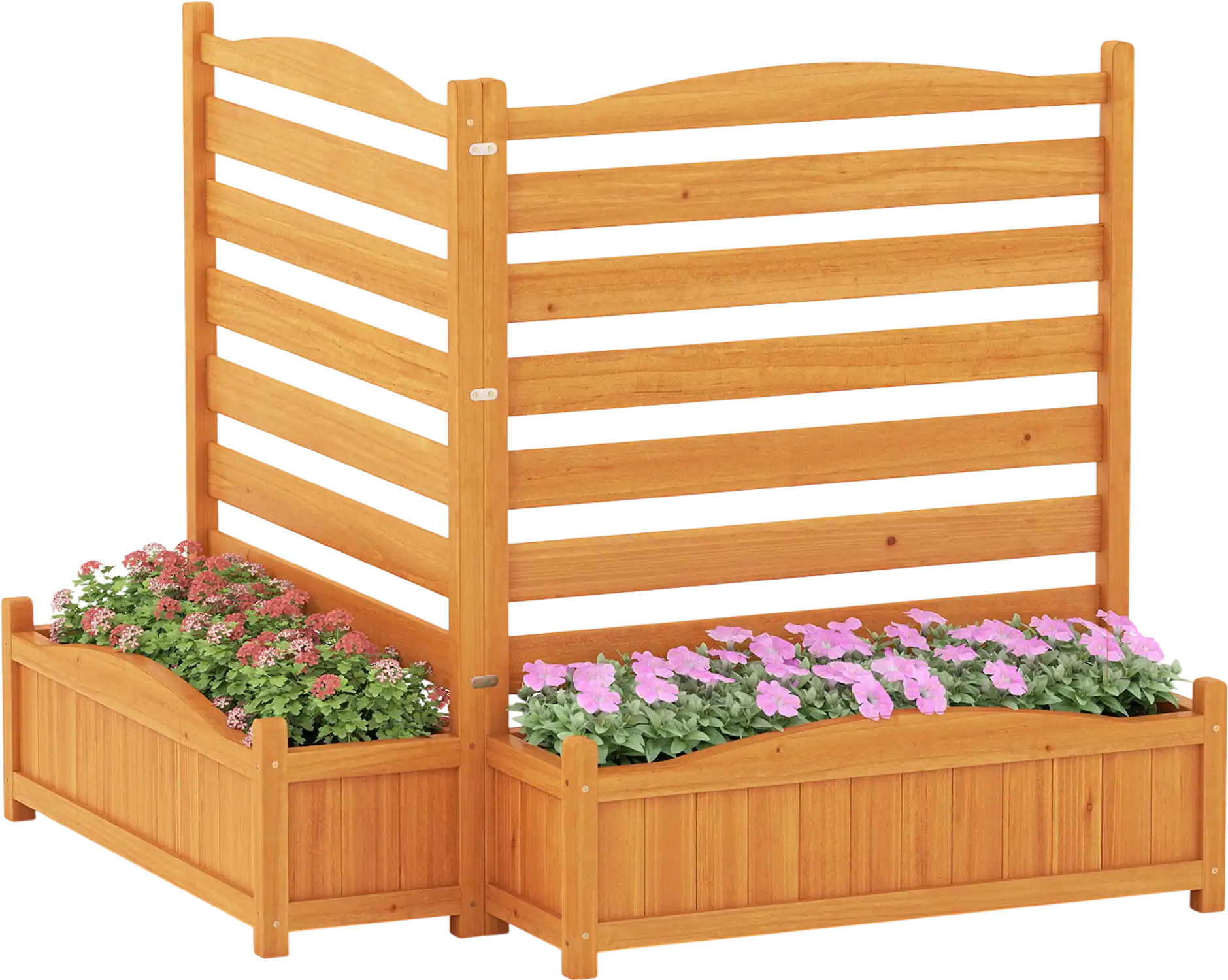 Costway 2-Panel Freestanding Outdoor Wood Privacy Screen 56652216 New