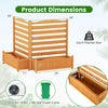 Dimensions of the freestanding outdoor wood privacy screen with planter boxes, crafted from natural fir for stability.
