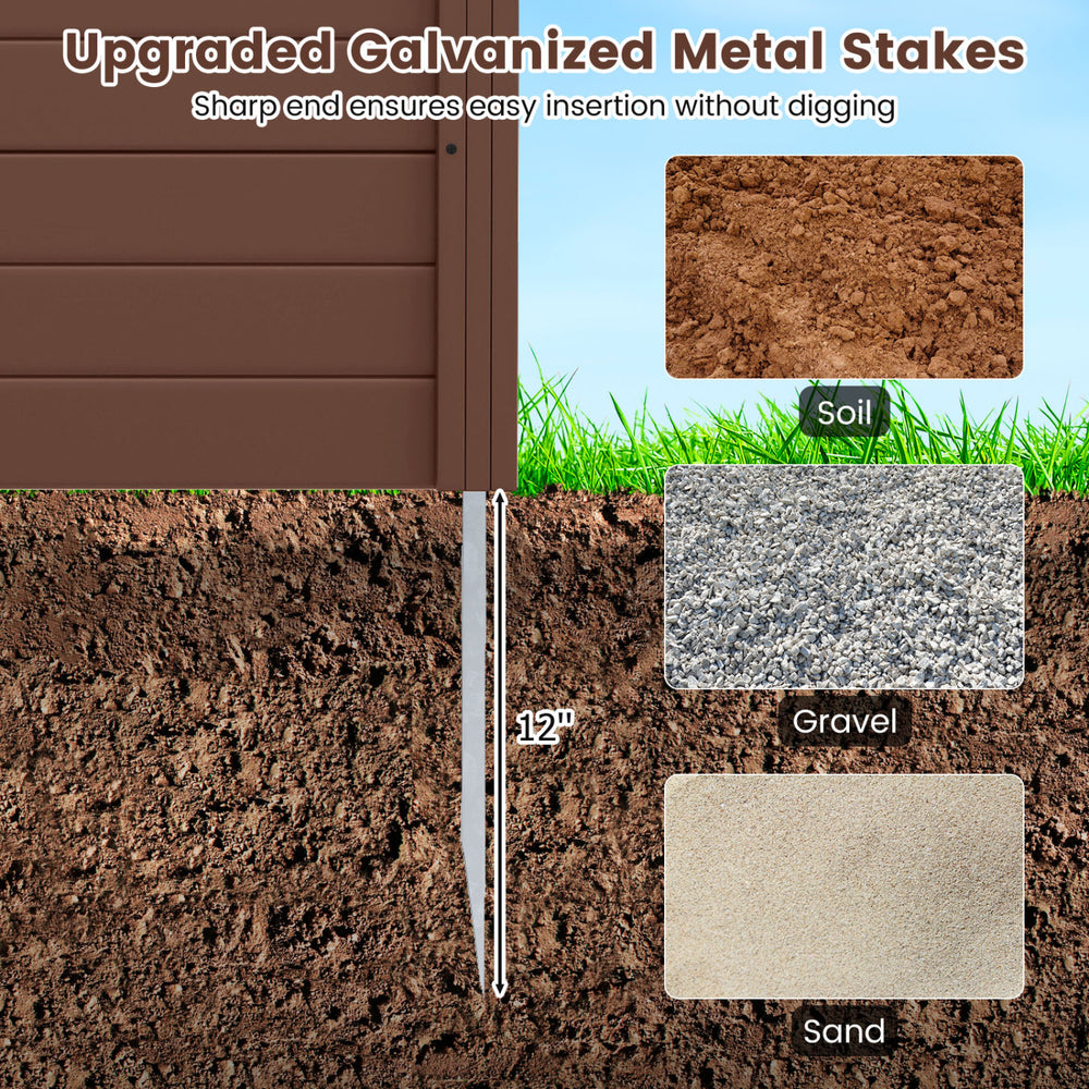 Galvanized metal stakes for easy insertion, designed for 48 x 48 inch enclosure panels for outdoor privacy solutions.