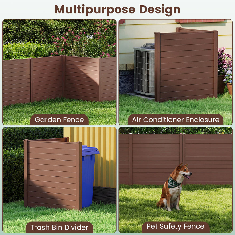 Brown 48 x 48 inch enclosure panels for air conditioner, trash can, or pool equipment, providing stylish backyard.
