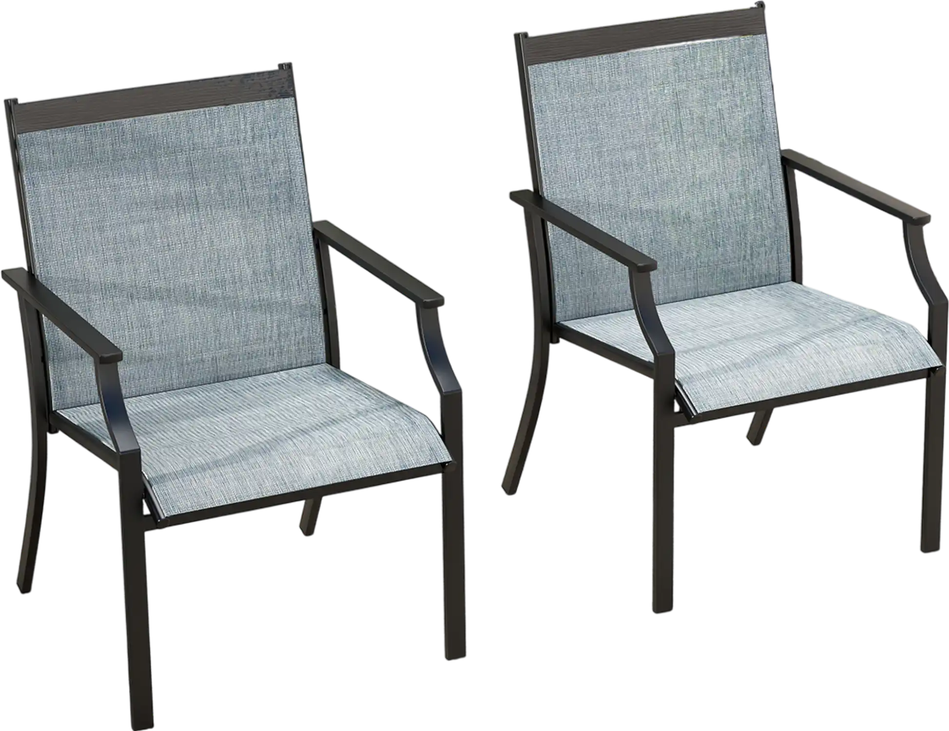 Costway 2-Piece Patio Dining Chairs Outdoor Breathable Seat Metal Frame Blue 387924156 New
