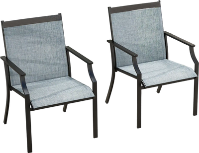 Costway 2-Piece Patio Dining Chairs Outdoor Breathable Seat Metal Frame Blue 387924156 New