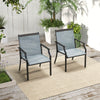 2 Piece Patio Dining Chairs Large Outdoor Chairs with Breathable Seat and Metal Frame-Blue - Gallery View 1 of 7