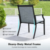 Heavy-duty patio dining chair with a rustproof metal frame and breathable seat, designed for outdoor comfort and.