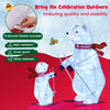 Animated skiing polar bears decoration with 160 LEDs, rain-resistant, and includes ground stakes for outdoor use.