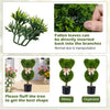 Bear-shaped topiary trees with golden bows in pots, made of sun-resistant faux boxwood for playful decor.