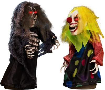 Costway 2 Pc Halloween Animatronics Clown Reaper Tabletop Decorations 18213428 New