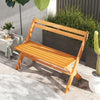 Acacia wood patio garden bench for 2 with 800 lbs capacity, featuring a slatted surface and ergonomic backrest, ideal.