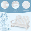 White 2-person Adirondack rocking chair with slatted seat, reinforced structure, ideal for outdoor use in backyard or.