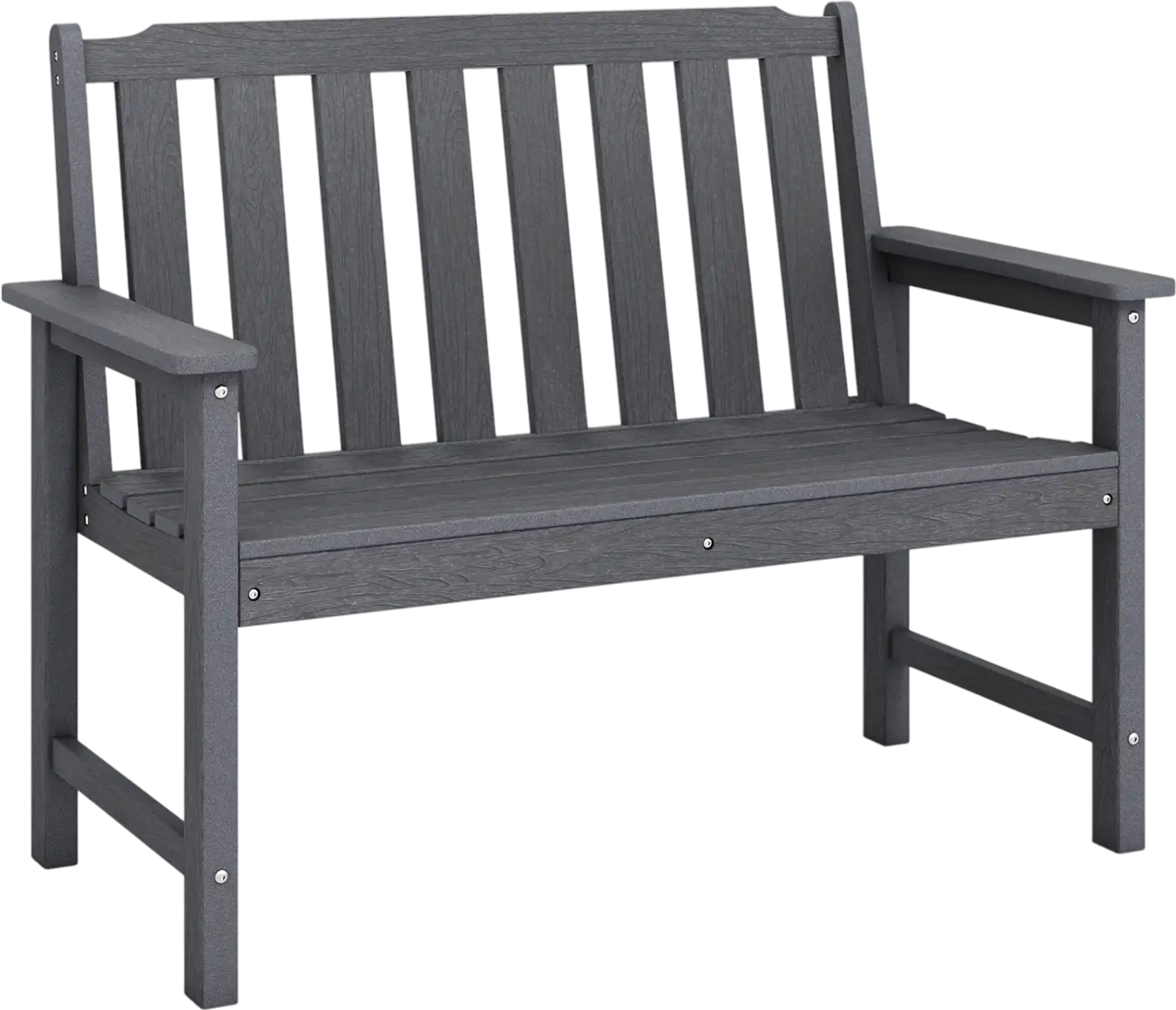 Costway 2-Person All Weather HDPE Outdoor Garden Bench with Backrest Armrests 21387761 New