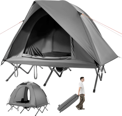 Costway 2-Person Foldable Camping Cot Tent Off-Ground for Adults 13497117 New