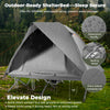 2-person camping cot tent in grey with waterproof rainfly, elevated design, and dual mesh doors for airflow and.