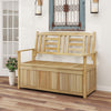 Natural 2-person garden bench with backrest and 49-gallon storage, featuring a clean, modern design for indoor or.