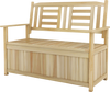 Natural 2-person garden bench showcasing a spacious storage compartment, ideal for patio or garden use.