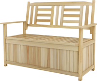 Natural 2-person garden bench showcasing a spacious storage compartment, ideal for patio or garden use.