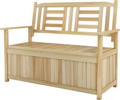 Costway 2-Person Garden Storage Bench with Backrest 49 Gal 37723351 New