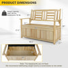 Natural 2-person garden bench with backrest and 49-gallon storage, shown in a side view for outdoor use.
