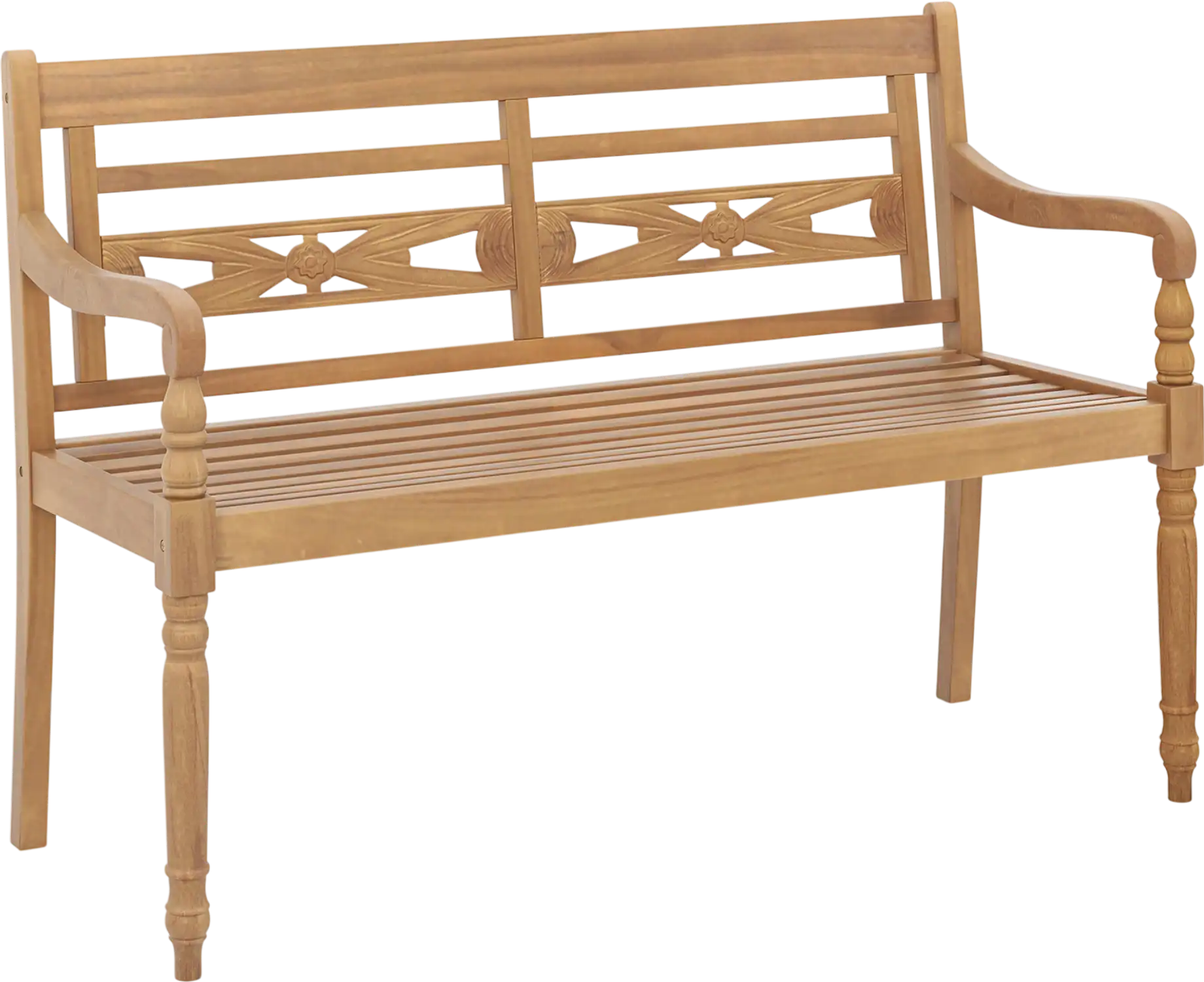 Costway 2-Person Teak Wood Patio Bench Wide Backrest Curved Armrests 84193625 New