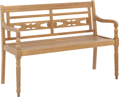 Costway 2-Person Teak Wood Patio Bench Wide Backrest Curved Armrests 84193625 New