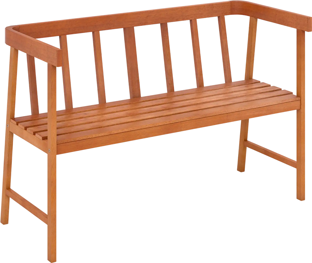 Outdoor Eucalyptus Wood Bench with Backrest and Armrests