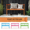 Outdoor eucalyptus wood bench with backrest and armrests, perfect for DIY painting in garden or patio settings.