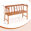 Eucalyptus wood bench with backrest and armrests, 800 lbs capacity, ideal for porch or patio seating.