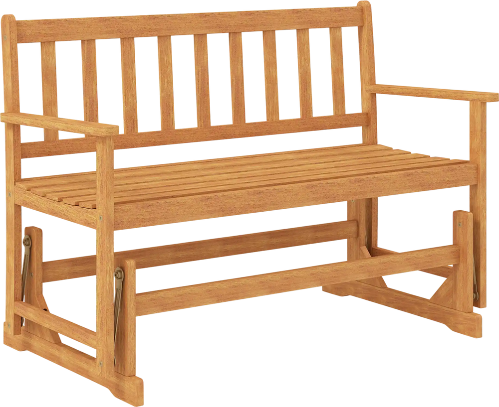 2-Person Outdoor Acacia Wood Glider Bench Patio Swing Rocking Loveseat