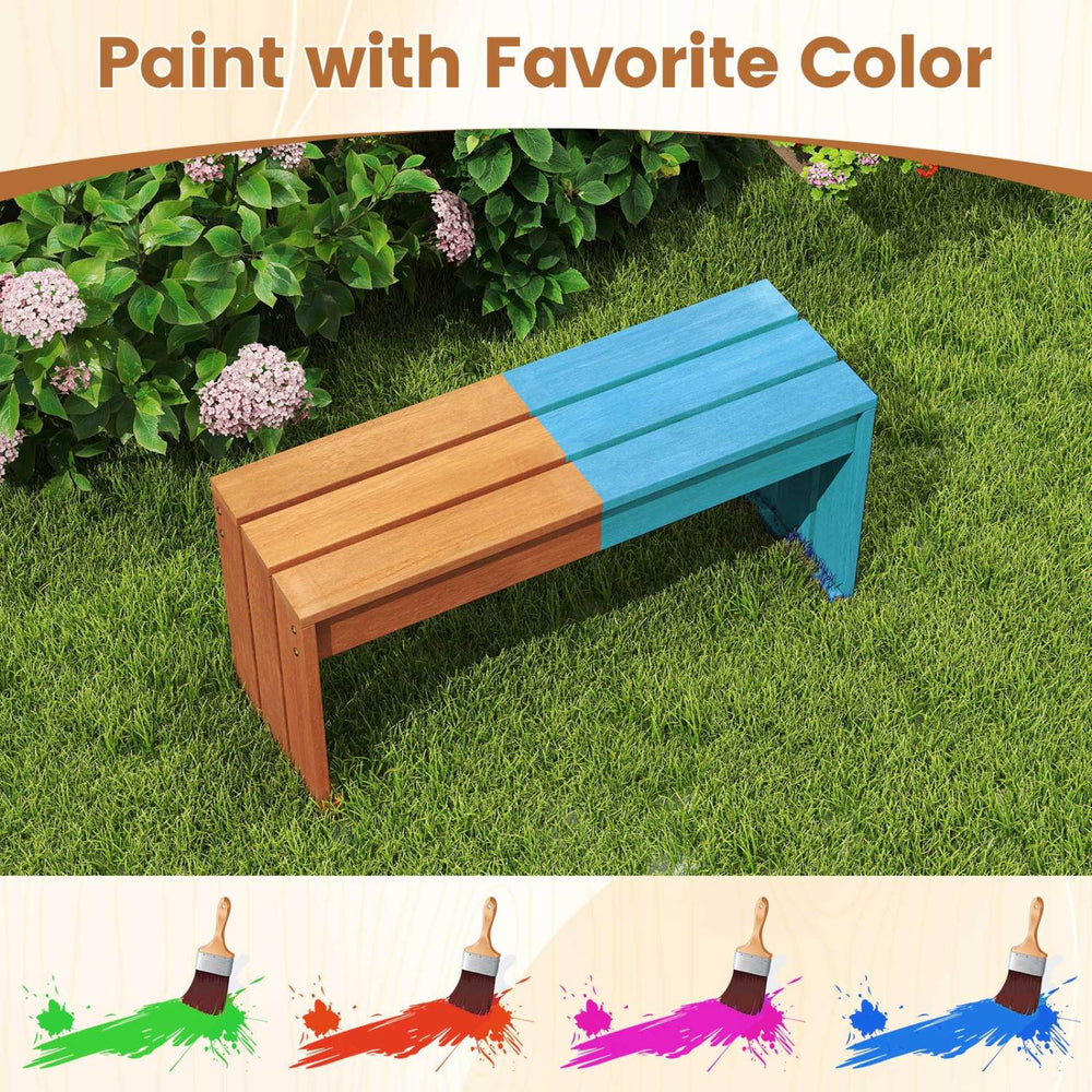 2-person outdoor garden bench with solid wooden frame, featuring a rustic design, ideal for backyard or small spaces.
