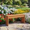 2-person outdoor garden bench with solid wooden frame, featuring a rustic design, ideal for backyard or balcony use.