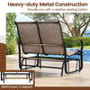 2-person outdoor glider bench with high backrest, heavy-duty metal construction, perfect for patio relaxation.