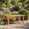 2-person outdoor wood bench with slatted seat, natural finish, ideal for gardens or patios, supports up to 530 lbs.
