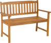 2-Person Patio Acacia Wood Bench with Backrest and Armrests