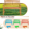 2-person patio acacia wood bench with backrest and armrests, ideal for DIY painting in garden or backyard settings.