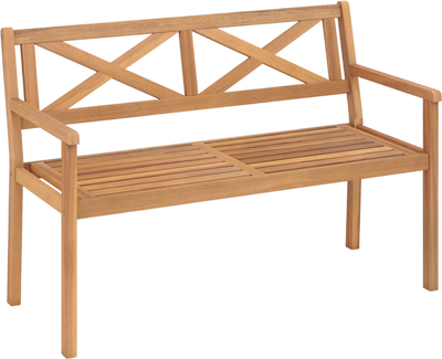 Costway 2-Person Acacia Wood Patio Garden Bench with Armrests Backrest 34644977 New