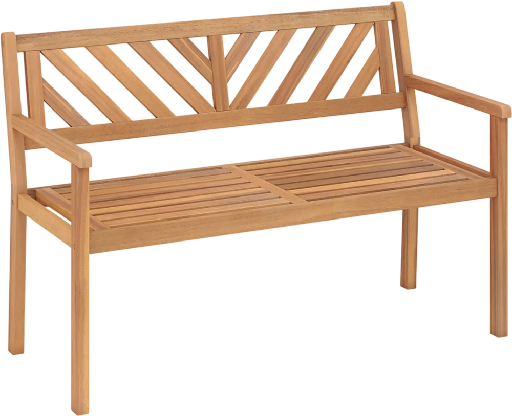 2-Person Patio Acacia Wood Garden Chair with Armrests and Backrest for Porch