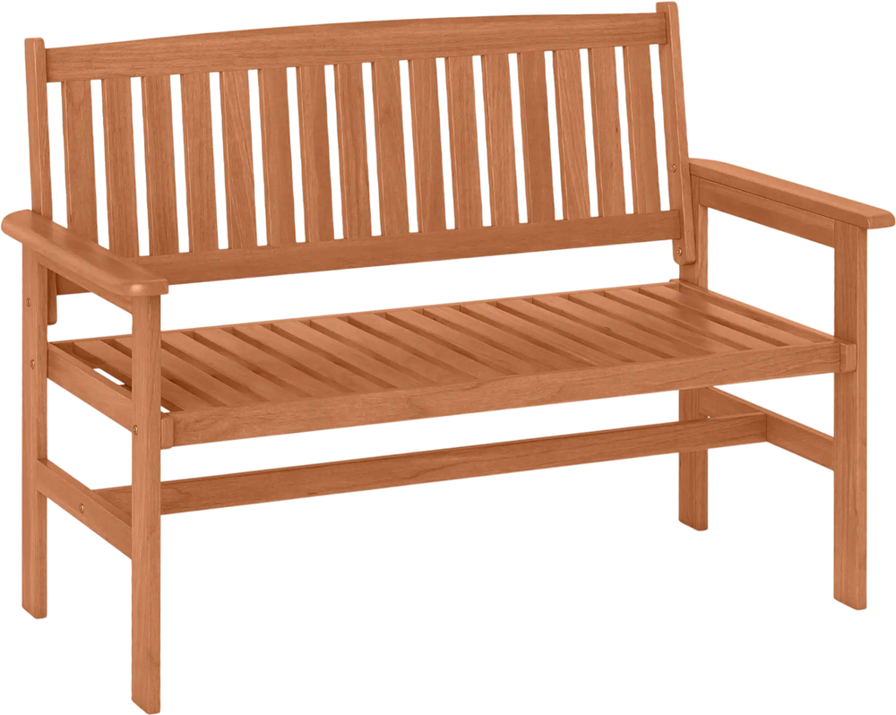 2-Person Patio Loveseat with Slatted Backrest and Comfortable Armrests