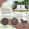 2-person patio rattan porch swing with cozy cushions, sturdy metal structure, and elegant woven design for outdoor.