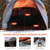 Portable pickup tent interior showing room for 2-3 persons, with storage pockets and double-sided zipper for easy.