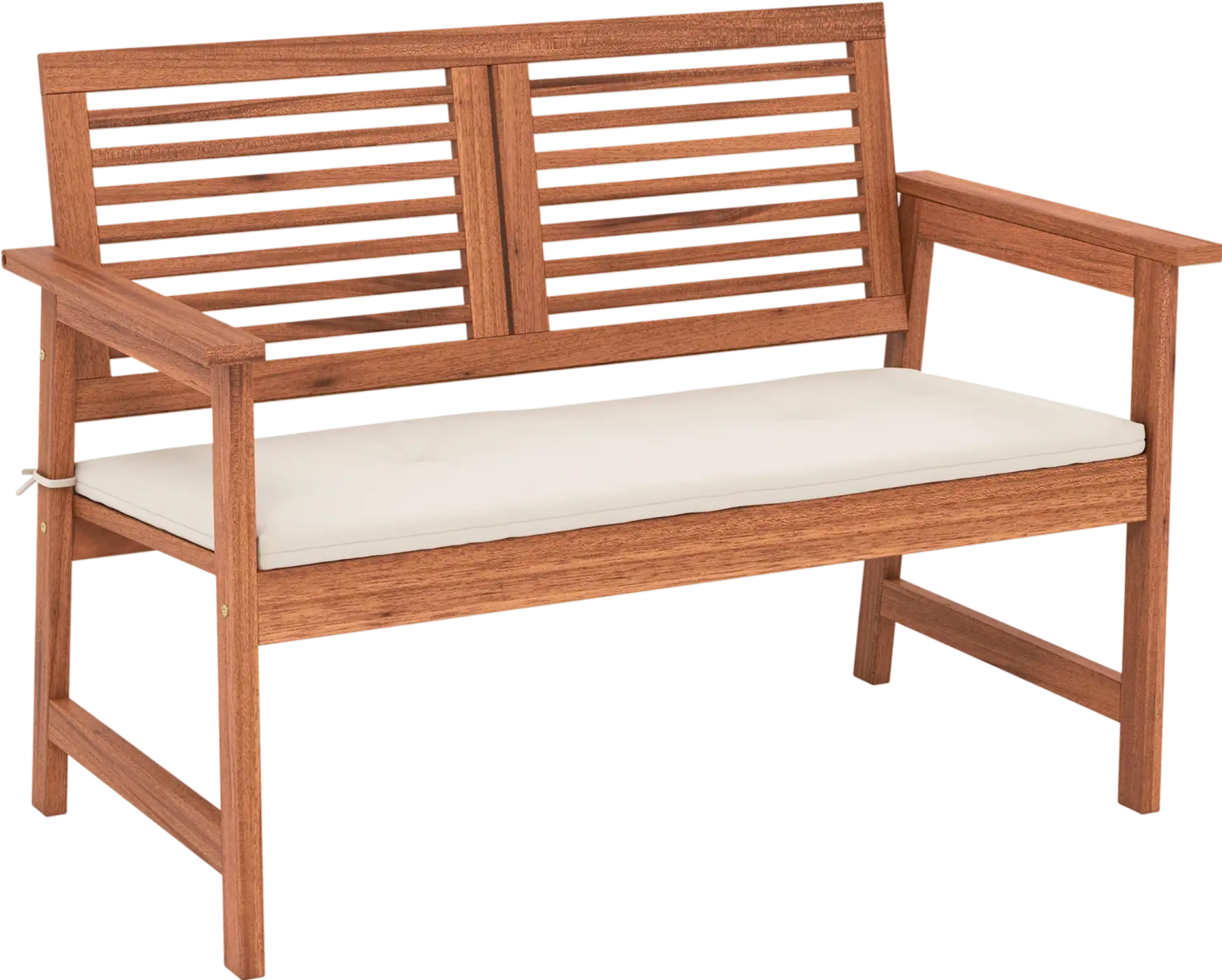 Costway 2-Person Solid Wood Patio Bench w/ Backrest Cushion 73951648 New