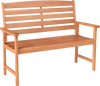 2-Person Wooden Garden Bench with Slatted Backrest and Comfortable Armrests