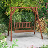 2-Person Wooden Outdoor Porch Swing with 500 lbs Weight Capacity-Brown - Gallery View 1 of 10