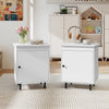 Nightstand Mid Century End Tables with Door-Set of 2 - Gallery View 1 of 8