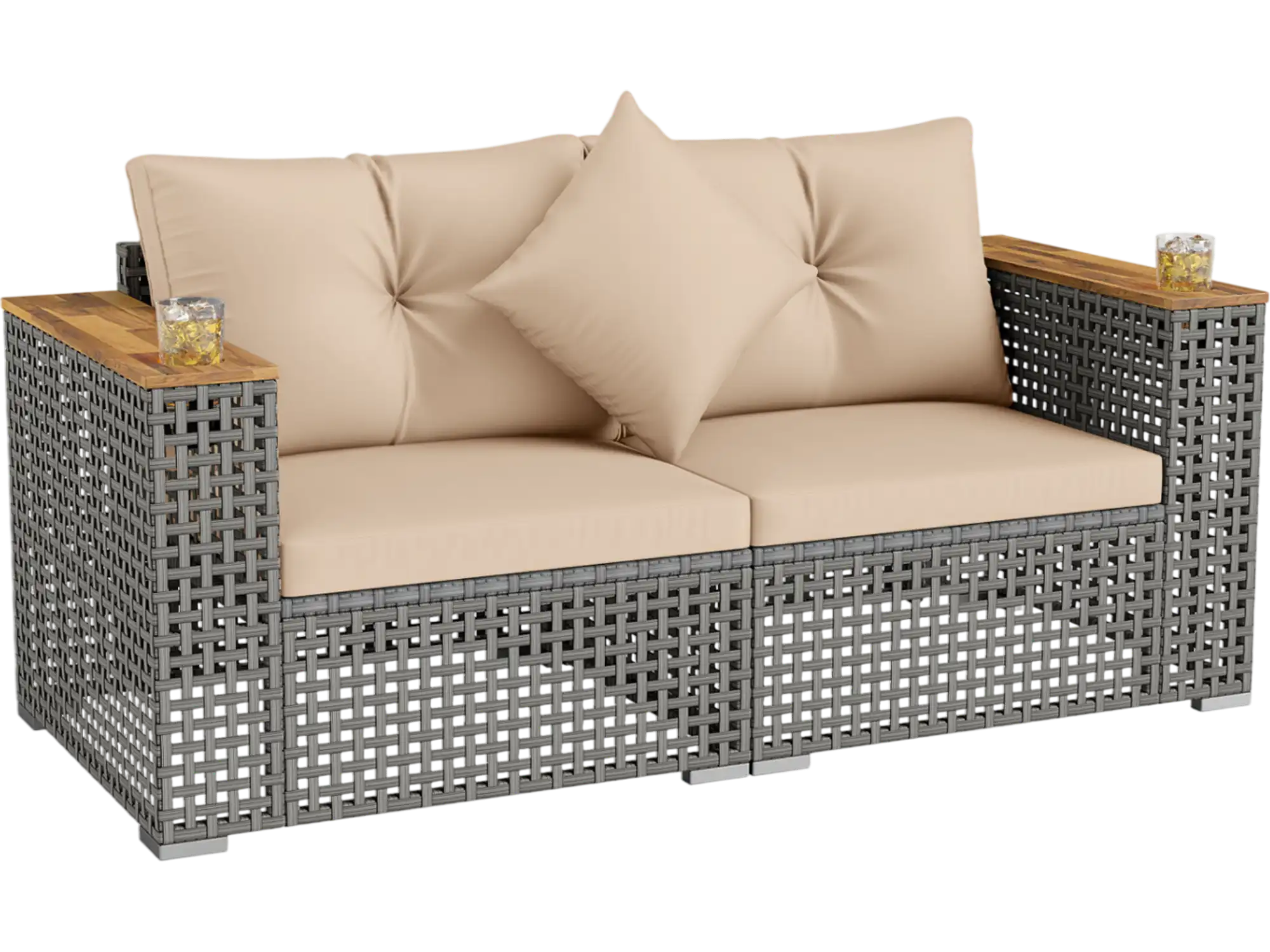 Costway 2-Piece Patio Corner Sectional Sofa Set with Thick Cushions 69466581 New