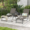 Two folding chaise lounge chairs with adjustable backrests, perfect for backyard relaxation and poolside comfort.