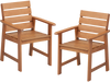 2 Piece Patio Hardwood Chair with Slatted Seat and Inclined Backrest
