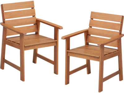 Costway 2-Pc Patio Hardwood Dining Chairs Slatted Seat Inclined Backrest 95176283 New