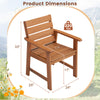 Patio hardwood chair with slatted seat, 102° inclined backrest, and wide armrests, ideal for outdoor relaxation.